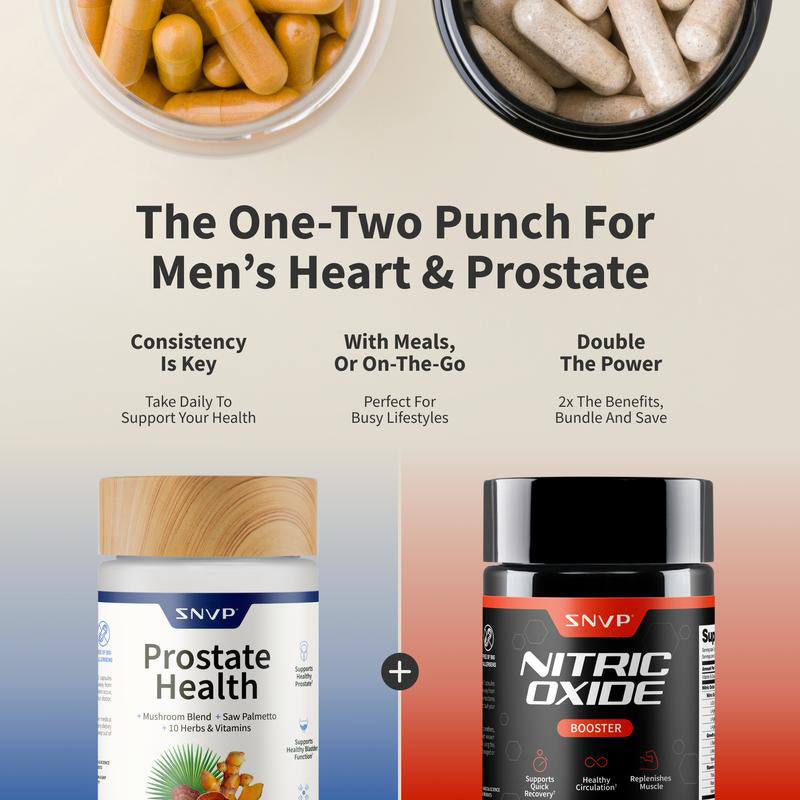 👨‍⚕️Ultimate Men's Health Bundle - Supplements🔥69%OFF⏰ - Nitric Oxide Booster 60ct + Prostate Health Bundle - Natural Supplement Capsules - Support Blood Circulation & Prostate Health👍