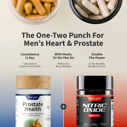 👨‍⚕️Ultimate Men's Health Bundle - Supplements🔥69%OFF⏰ - Nitric Oxide Booster 60ct + Prostate Health Bundle - Natural Supplement Capsules - Support Blood Circulation & Prostate Health👍